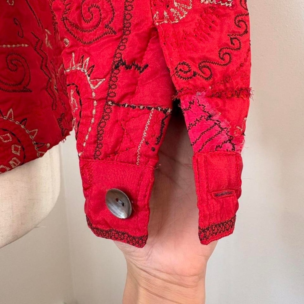 Red Patchwork Chore Jacket - Picture 4 of 6